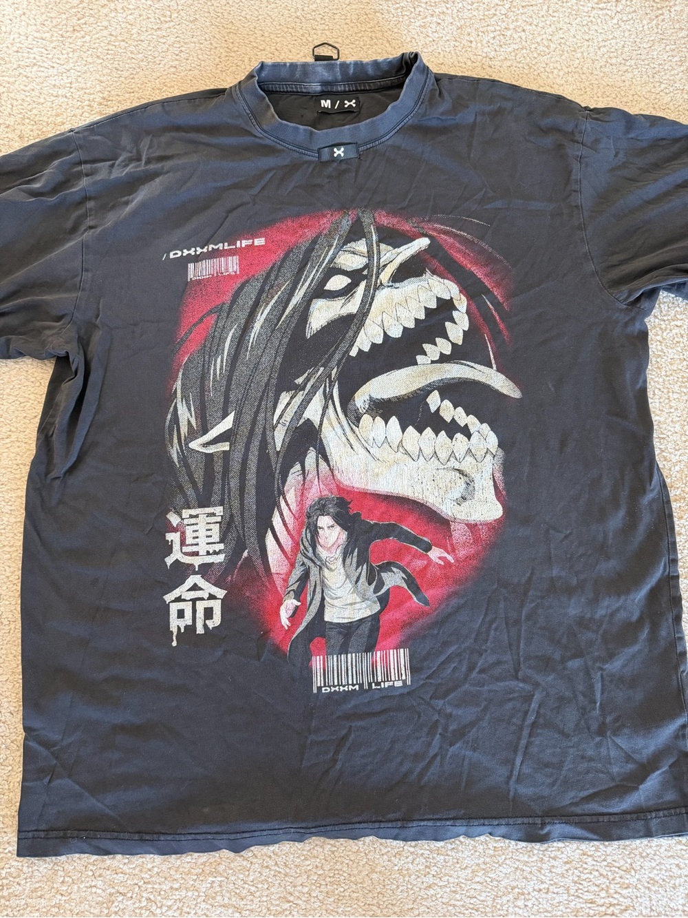 Culture Kings x Attack On Titan Eren Yeager T-Shirt Black Size Medium